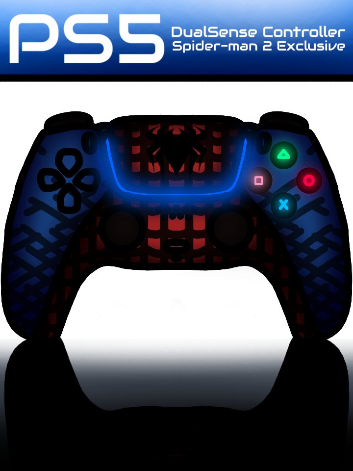 MaximillianBur5's tweet photo. This is my own design for the Dualsense Spider-Man 2 Game exclusive Controller. https://t.co/W4yAu7V5kj