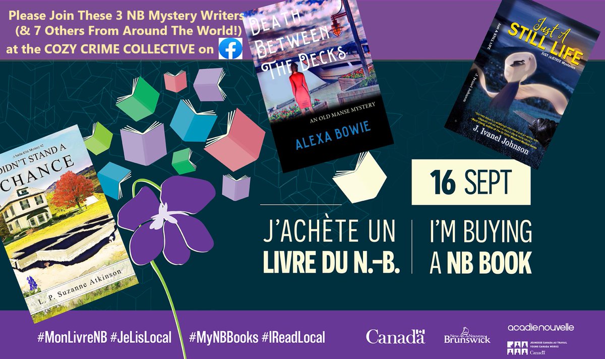 It's BUY A NEW BRUNSWICK book day today! & yesterday was Agatha Christie's birthday -thus 'Cozy Mystery Day'  So why not celebrate BOTH by a) grab 1 of these authors' series (many set in NB too!) b) Join Cozy Crime Collective on FB!  #MyNBBooks #IReadLocal #monlivrenb #jelislocal