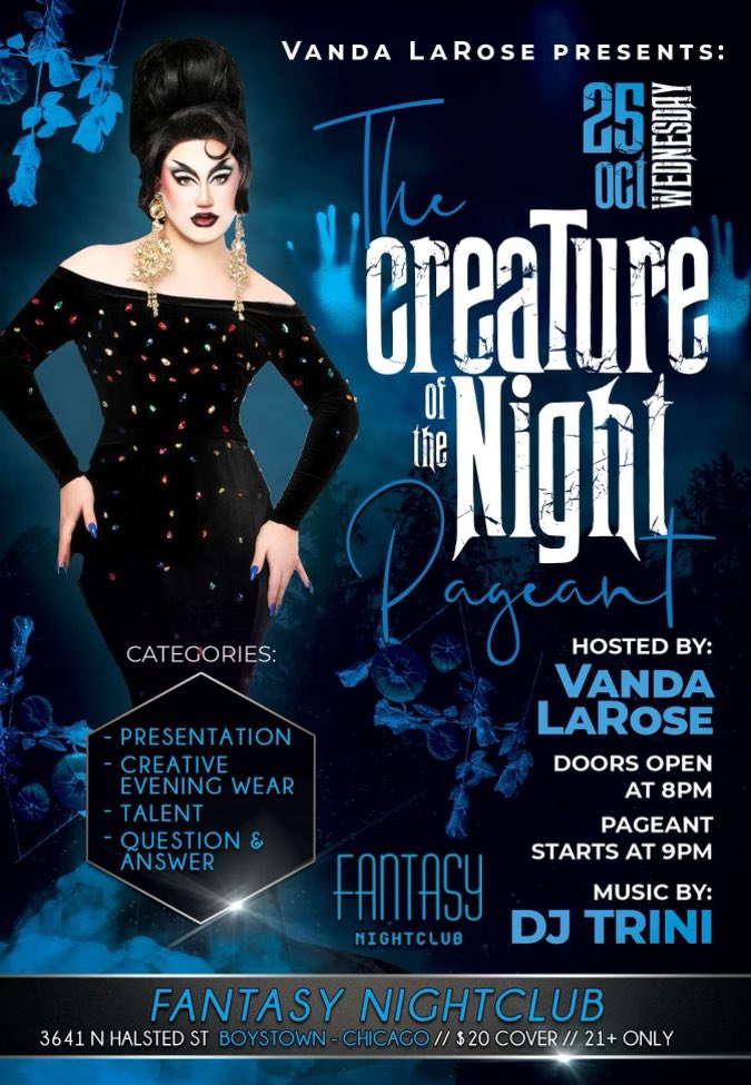 We’ve got a poster, my little devils 😈

Come out on October 25th to Fantasy Nightclub to behold the crowning of the very first Creature of the Night.