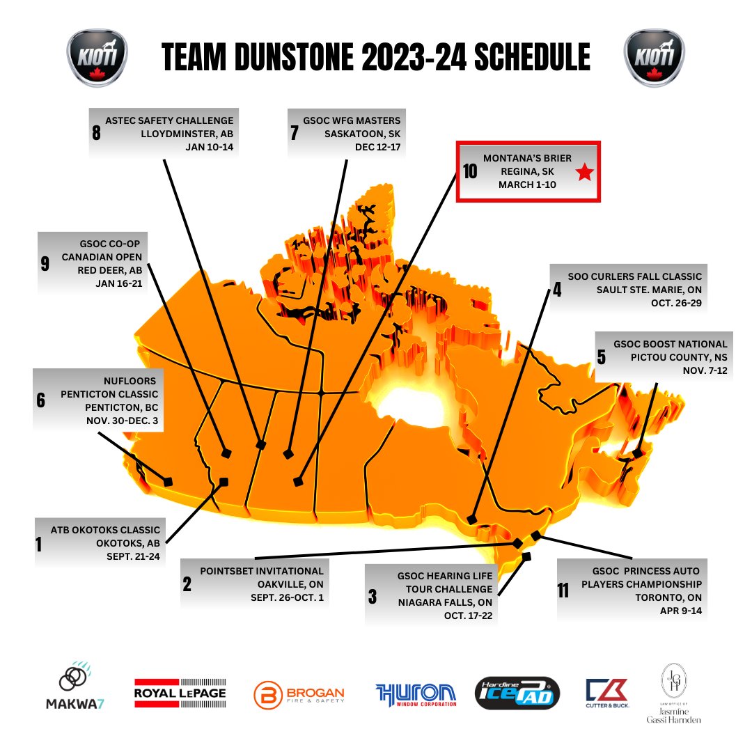 TeamMDunstone's tweet photo. If you missed our schedule drop reel a few weeks back, here’s a rundown on when and where Team Dunstone will play this season.

We kick things off in less than a week with the ATB Okotoks Classic (Sept. 21-24)!

#KIOTITractor
#WeDigDirt
#TeamDunstone
#GSOC
#Brier2024
#curling https://t.co/eQRcFiVCFc
