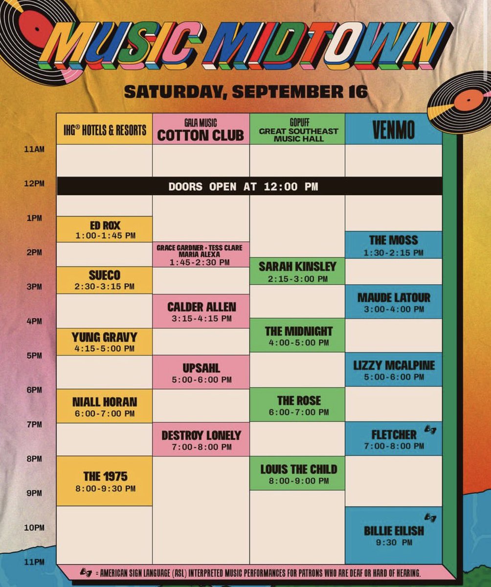 MUSIC MIDTOWN 💜

Tonight on the Venmo Stage ⚡️ 

let’s bring all the love we can tonight, i think it’s needed more than ever 🫂💜