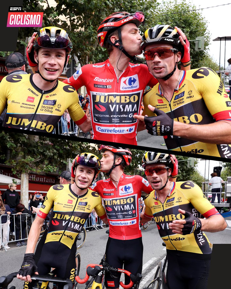 ESPNCiclismo's tweet photo. UN TRIDENTE PARA LA HISTORIA. 🔥

#ESPNenStarPlus #LaVuelta23 https://t.co/xxDVD47aBj