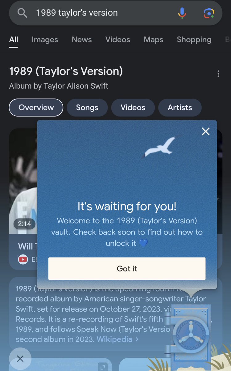 tayswiftmex_2's tweet photo. 💿| En algunos países, al poner #1989TaylorsVersion en el buscador de Google, arroja pistas sobre el From The Vault del disco.

En México, aún no se encuentra disponible. https://t.co/RLUaJW2nxp