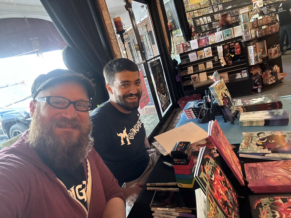 <a href="/HoytSilva/">Dangeon #1 live on Kickstarter now!</a> and I are chillin’ at @blackbirdcch slinging all our new books—Mongrel, Dangeon and Season’s Change! Stop by and support a cool shop, grab a coffee, and some comics!
