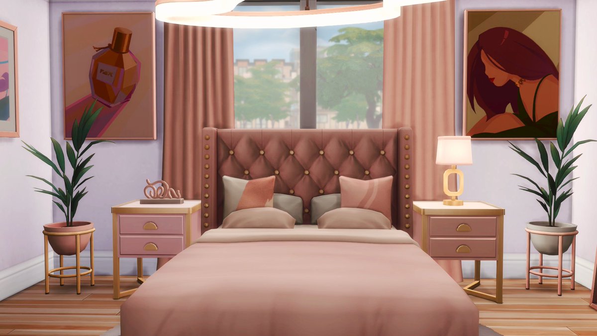 TonyaHerald85's tweet photo. A Pink/Gold #ModernLuxeKit Bedroom, fit for a Queen!! This may be the best bedroom I have ever made! It is so beautiful. Including A LITTLE #everydayclutterkit stuff as well for extra makeup, jewelry, purses etc!! #ShowUsYourBuilds @TheSims #TheSims4 https://t.co/y2MNz6re8T