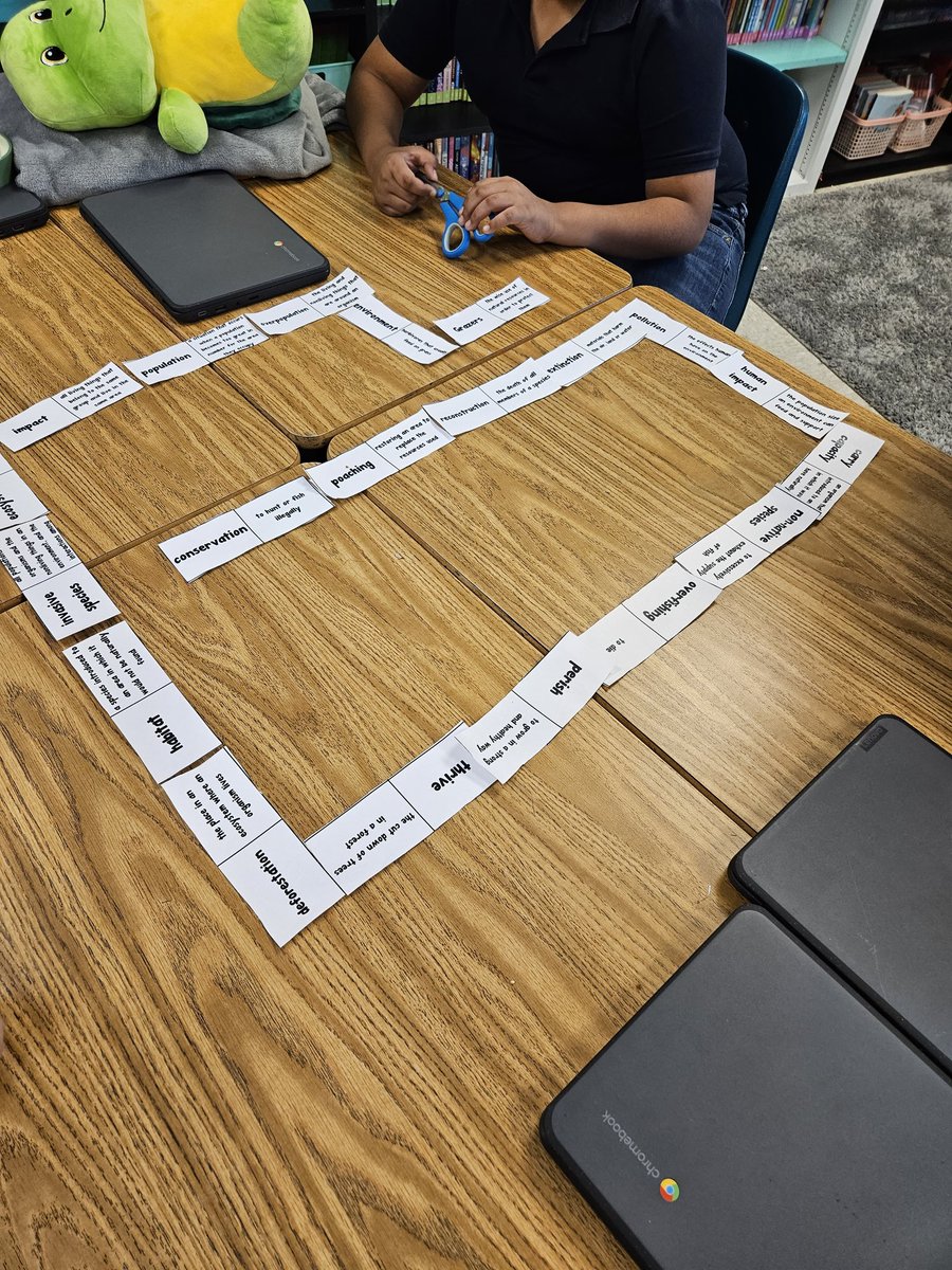 Klp_1111's tweet photo. Our 1st time using @lead4ward Vocabulary Dominoes strategy and it filled my heart with joy. They worked together and I was able to observe some great conversations happening. I can't wait to use this strategy for the next subject! "Learning sticks when they do the talking." #5th https://t.co/6bCSSOXVb7