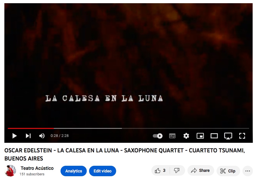 Fragment from Oscar Edelstein's work for saxophone quartet. A timbrical journey played by CUARTETO TSUNAMI, Buenos Aires youtube.com/watch?v=hxWCzQ… #saxophone #contemporarymusic #oscaredelstein #musicfromargentina #MendozaSaxFest #sax #saxophoneworld #saxophonelovers #saxofón #music