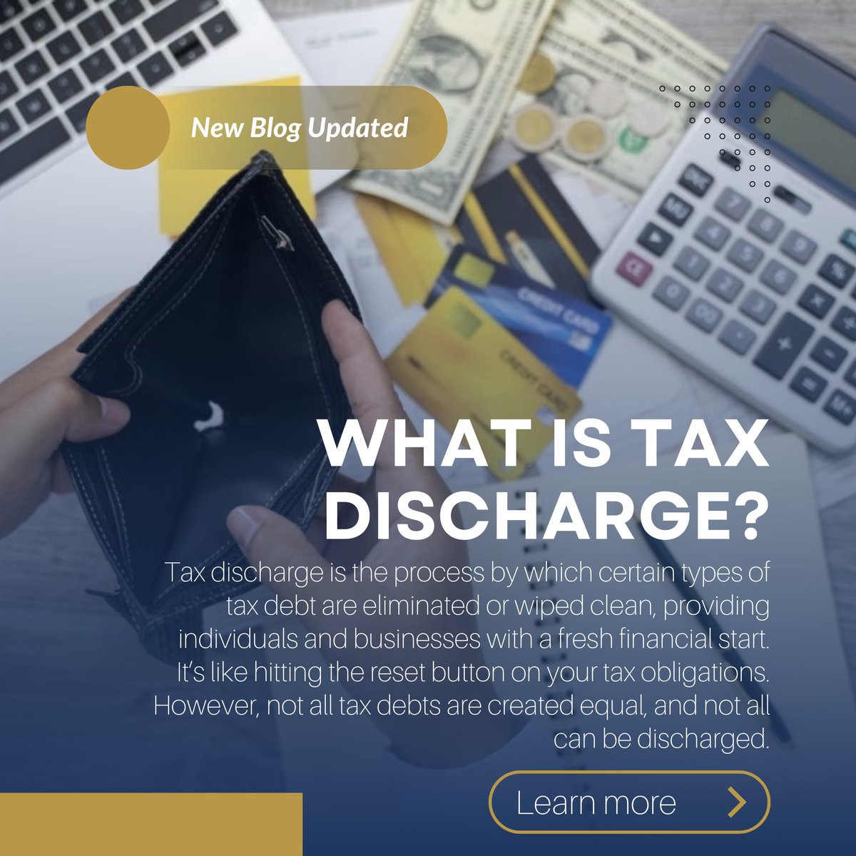 TaxForgiveness's tweet image. What exactly is tax discharge, and how can it give you a fresh financial start?💼🔍💰 

Read more:  prioritytaxrelief.com/what-is-tax-di… 🔗📊

#TaxDischarge #FinancialFreshStart #DebtRelief #PriorityTaxRelief