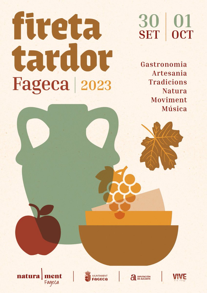 ismaelfageca's tweet photo. 𝐅𝐈𝐑𝐄𝐓𝐀 𝐃𝐄 𝐓𝐀𝐑𝐃𝐎𝐑 🍁🍂 𝐅𝐀𝐆𝐄𝐂𝐀 2023

Ja tenim cartell de la Fireta de Tardor a Fageca‼️
🙋‍♂️Vine a Fageca el 30 𝐝𝐞 𝐬𝐞𝐭𝐞𝐦𝐛𝐫𝐞 𝐢 1 𝐝’𝐨𝐜𝐭𝐮𝐛𝐫𝐞 a gaudir amb mostres gastronòmiques, d’artesania, tradicions, natura, música… 

Anota a l’agenda‼️📝 https://t.co/vI7kBlxiPd