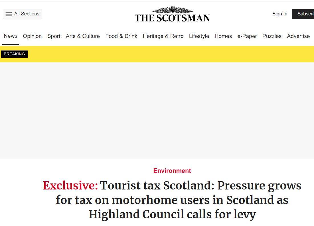 In the mad, mad world of Scottish tax policy one of the maddest ideas has now emerged - a tax on campervans This is driven by the current attempts of the SNP Government to tax & over-regulate B&Bs & other forms of short-term accommodation. One daft tax leads to another Thread: