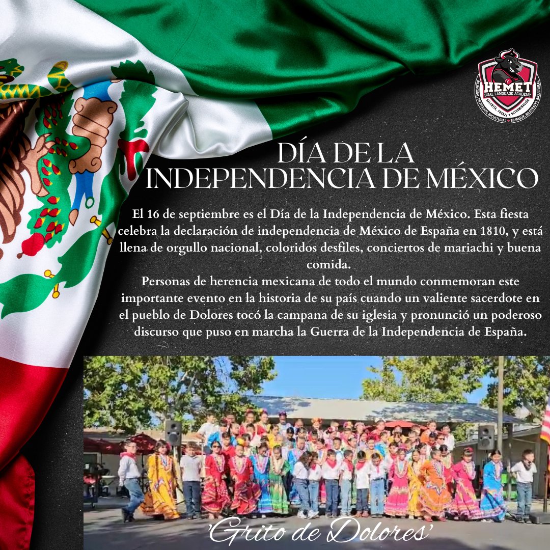 Happy Mexican Independence Day!
Last week, our third-grade classes kicked off Hispanic Heritage Month with a beautiful rendition of Cielito Lindo and an exciting dance of La Raspa. They were so thrilled to show all their hard work. 
#HDLAtoros
#TheHUSDway