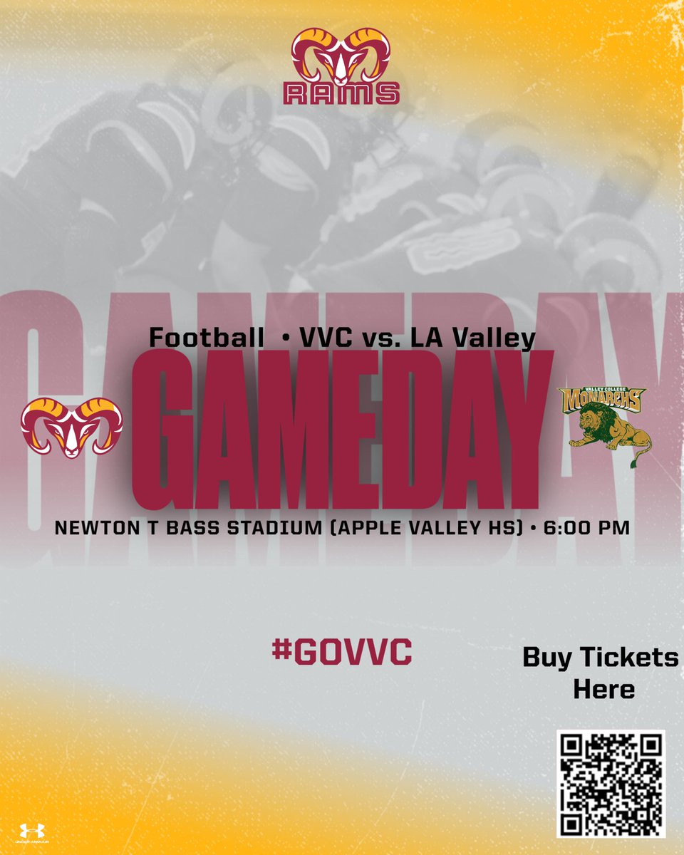 Gameday for VVC Football! Come out and support your Rams. 📍Apple Valley HS ⏰6:00pm 🆚LA Valley College . . . #VVC I #RAMS I #vvcathletics | #GoRams I #GoVVC I #Football | #hornsup🤘