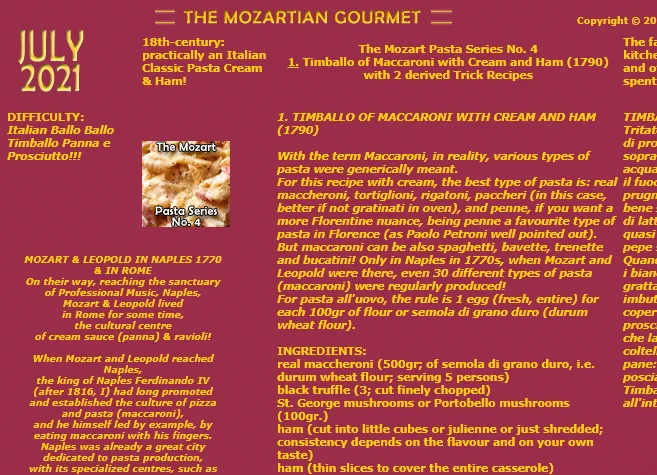 MozartCircle's tweet photo. #MozartCircle
#MozartGourmet
The new #MozartPastaSeries is here!
The 4th recipe:
#Timballo of Maccaroni with Cream & Ham
(original 1790 recipe)!
+ 2 derived Trick Recipes: the only mantecatura pasta & early version of #Carbonara, 154 years ante! ๐๐
https://t.co/FoYpK9DQLu https://t.co/7jnAm7GYe3