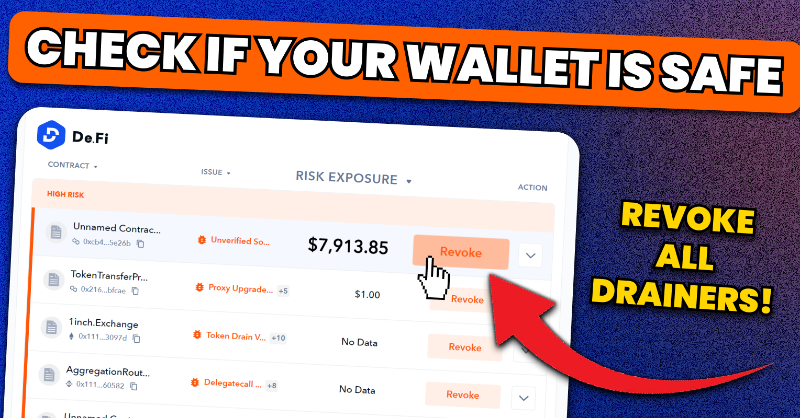 De_FiSecurity's tweet photo. 🚨 Did you know that statistically 90%+ wallets are poisoned with wallet drainers?

For example, reportedly in 2023, there was $ 10M lost due to such drainers.

The good news?

We developed a tool that can scan your wallet &amp; notify you if it is poisoned by any risky approvals 👇