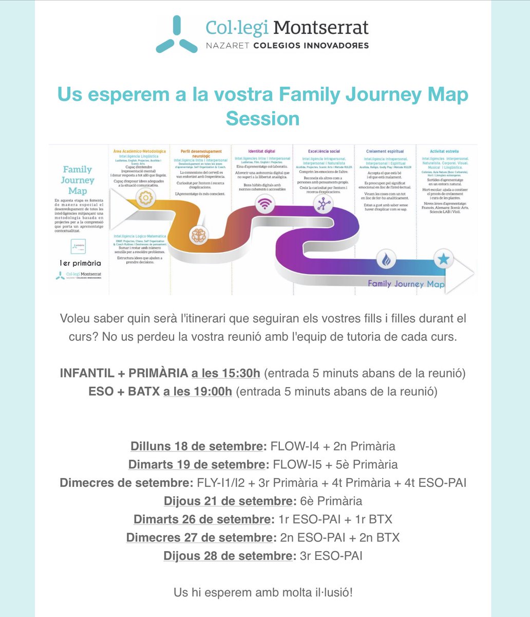 colemontse's tweet photo. ¡Gracias, familias #SelloColeMontse por participar en el #CMOpeningEvent y descubrir las grandes #throughlines del curso! ¡Os esperamos la próxima semana en vuestra #FamilyJourneyMapSession!
¡Es tiempo de #OptimismoUrgente! https://t.co/jHPTyjTlBy