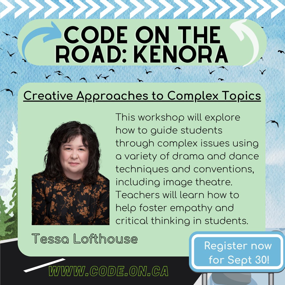 dramadancecode's tweet image. 📣 Introducing Tessa Lofthouse as our first presenter for this year&apos;s #CODEontheROAD stop in Kenora. Taking place Saturday September 30th CODE will come together for a day of #dramadance .

For more information please check out: code.on.ca/code-road-keno…