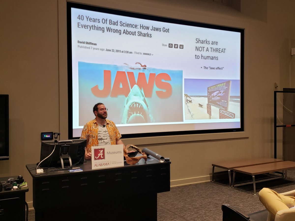 Oceanfilly's tweet photo. AWESOME talk happening right now to a full house! #WhySharksMatter @WhySharksMatter @UAMNH @uamuseums https://t.co/6TOrbzp5aN