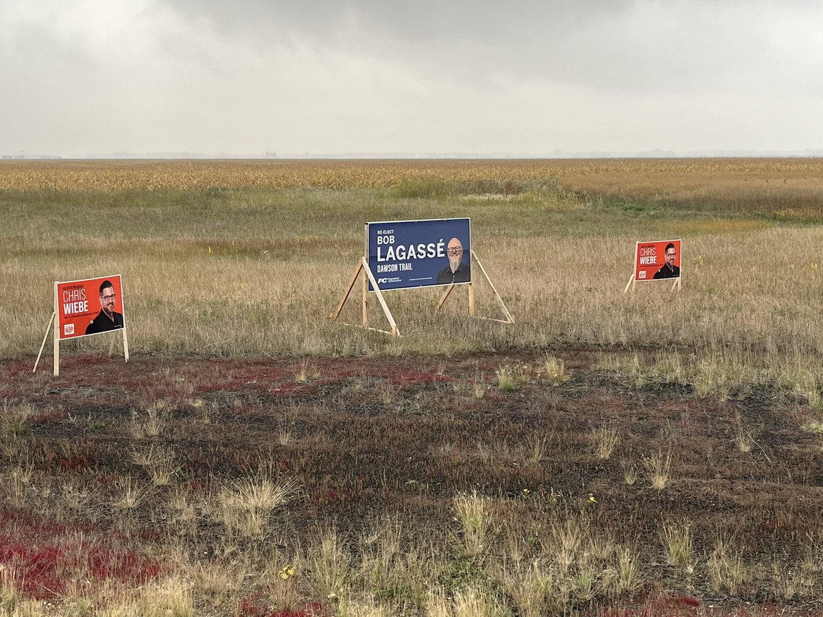 We have daily sign crews going out now to check on our signs in Dawson Trail. My opponents think it is a great idea to run over election signs. Pretty childish.

Don’t worry. They can break our signs but not our spirit. Every <a href="/mbndp/">Manitoba's NDP</a> sign that goes down mean that two more come up.