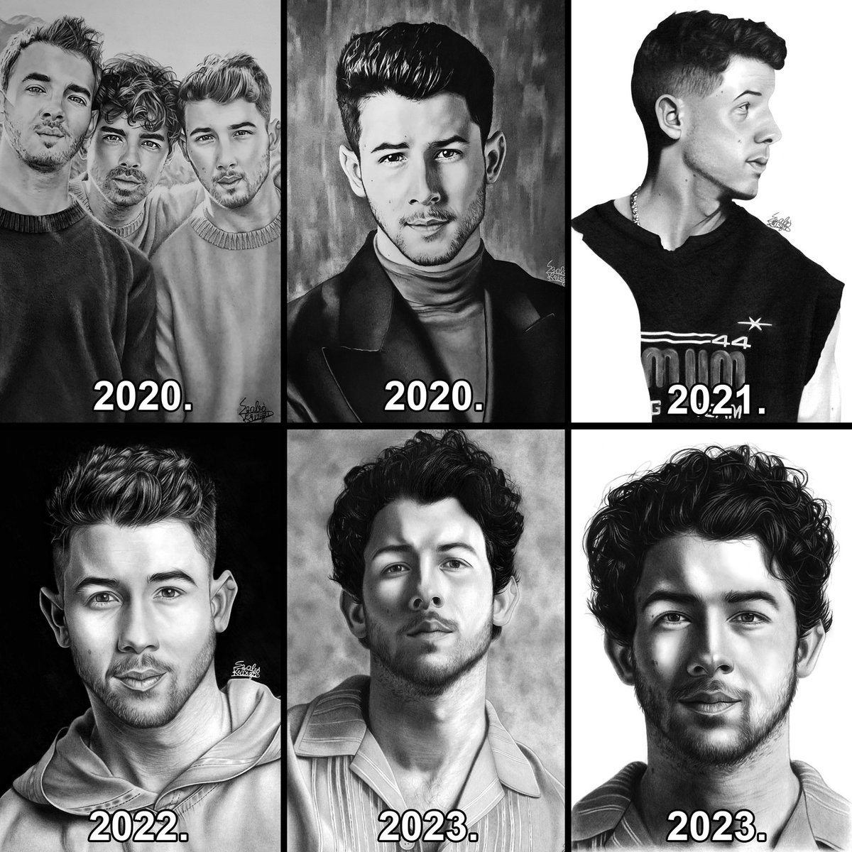 tailorarts's tweet photo. Happy birthday to my favourite person in the world
Here’s my @nickjonas portrait progress throughout the years ❤️✨ https://t.co/sjIavq7JVk