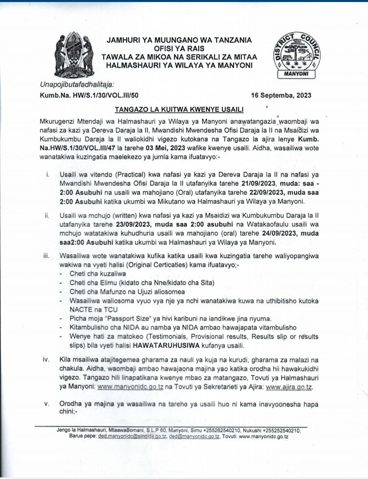 ManyoniDC's tweet image. TANGAZO LA USAILI