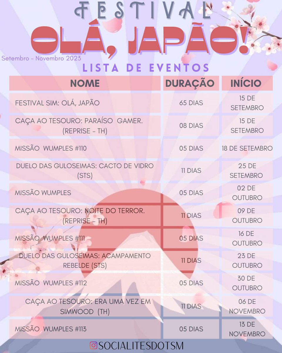 Socialitesdotsm's tweet photo. Começou mais um festival! Ou podemos dizer "Reprisou um festival!! Hahaha

Brincadeiras à parte, segue aqui um calendário dos próximos eventos e packs para vocês se guiarem melhor.

Obrigada ao @gingethatsims por disponibilizar as informações e imagens. https://t.co/Xupo5swlha