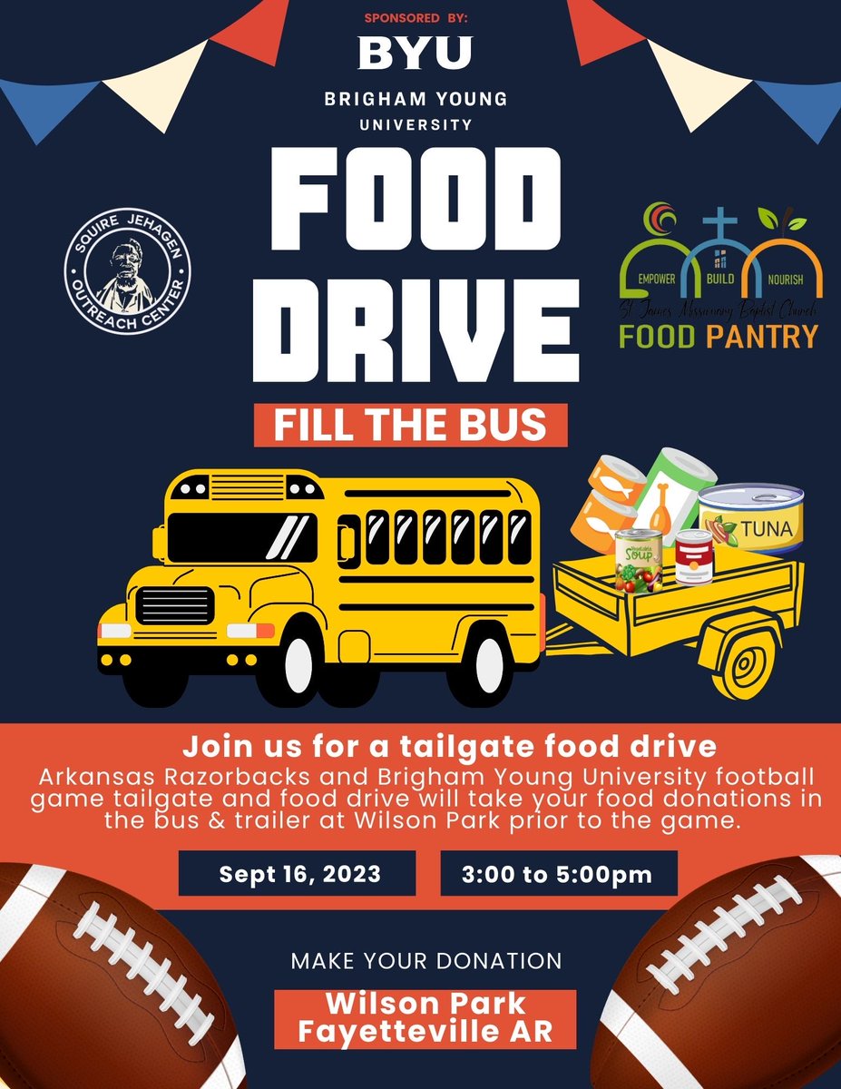 Join us today at the tailgate before the game.  Bring a donation for the Food Drive.