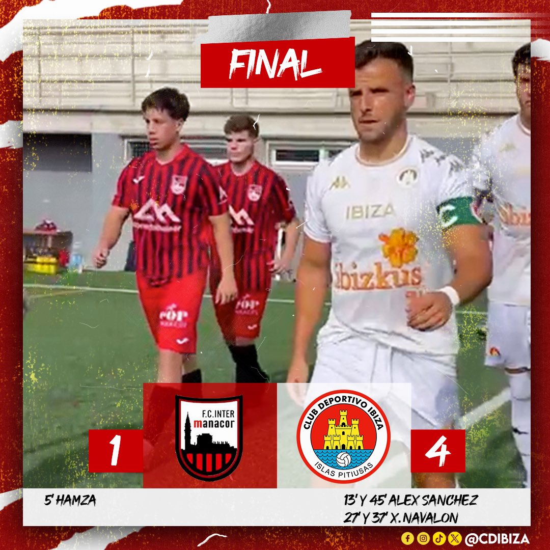 90’ ⏱⏹ |1-4| ¡Final! ¡Acaba el partido en sa Capellera y nos traemos a casa los tres puntos! Dos dobletes, uno de Alex Sánchez y otro de Xesc Navalon @Xescnb16 han dado la victoria a los nuestros.
¡Seguimos, #rojillos!

#SomosROJO #TodoalROJO🔴 #InterManacorCDIBIZA