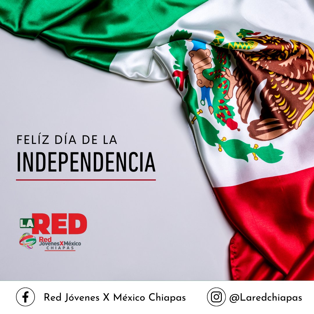 LaREDChiapas's tweet photo. 16 De Septiembre
Uno de los días más importantes para las y los mexicanos.
Feliz Día De La Independencia.
#VivaMéxico
#VivaChiapas
#VivaLaRED
#SomosLaRED https://t.co/unRknEcvpD