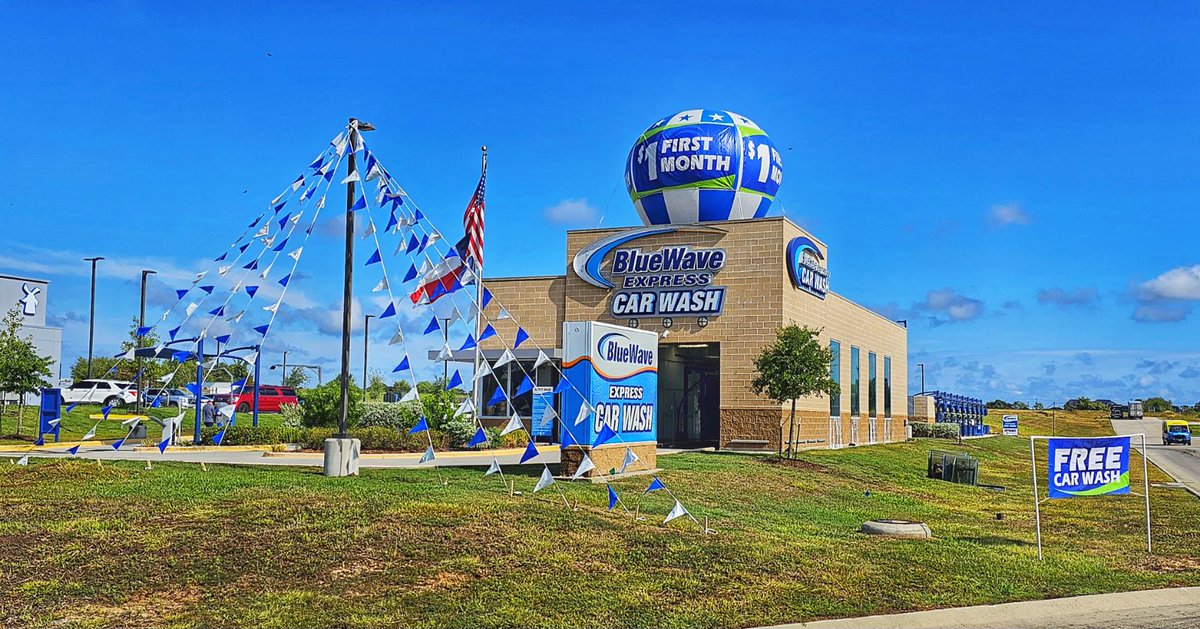 🌊Experience a NEW #BlueWave Express Car Wash! 🎉Stop by to see our #improvements and #freecarwashes today and tomorrow in #Montgomery #Texas! And, for a limited time purchase our top #unlimited plan for only $1 your first month! We will see you soon!