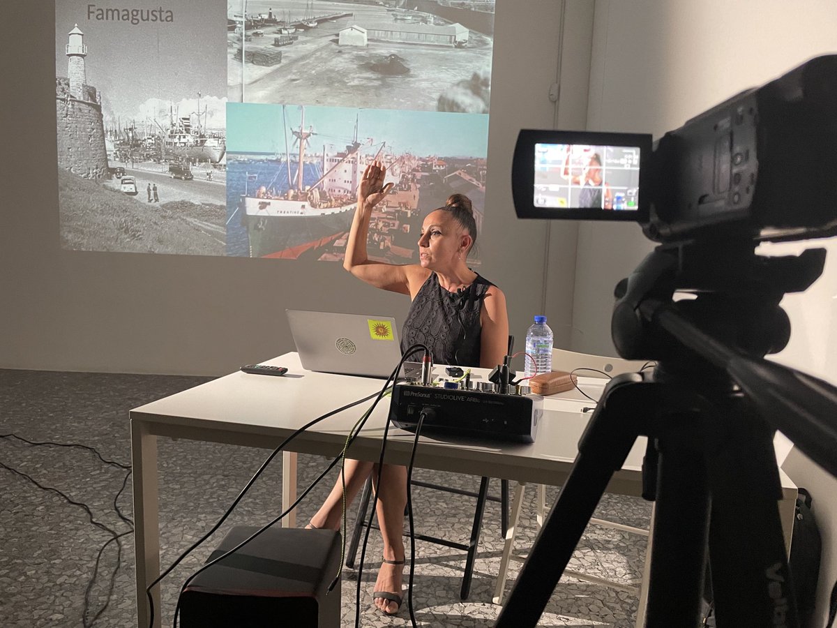 NeMeOrg's tweet image. #LivingWithOthers. #AysuArsoy speaking about tourist development and its connections to #environmental degradation in #Famagusta at the NeMe Arts Centre. #SeaChange. ⁦@europe_creative⁩