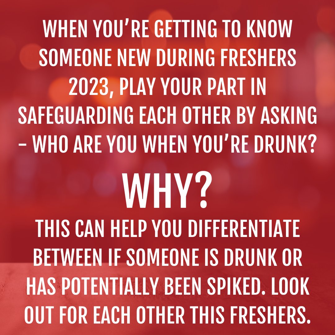 StampOutSpiking's tweet image. #freshers #freshers2023 is upon us, so it&apos;s time to start asking the question... who are you when you&apos;re drunk?

It is a brilliant university icebreaker and can help you differentiate whether someone you&apos;ve just met is drunk or drugged...

Stay safe this freshers ❤️

#university