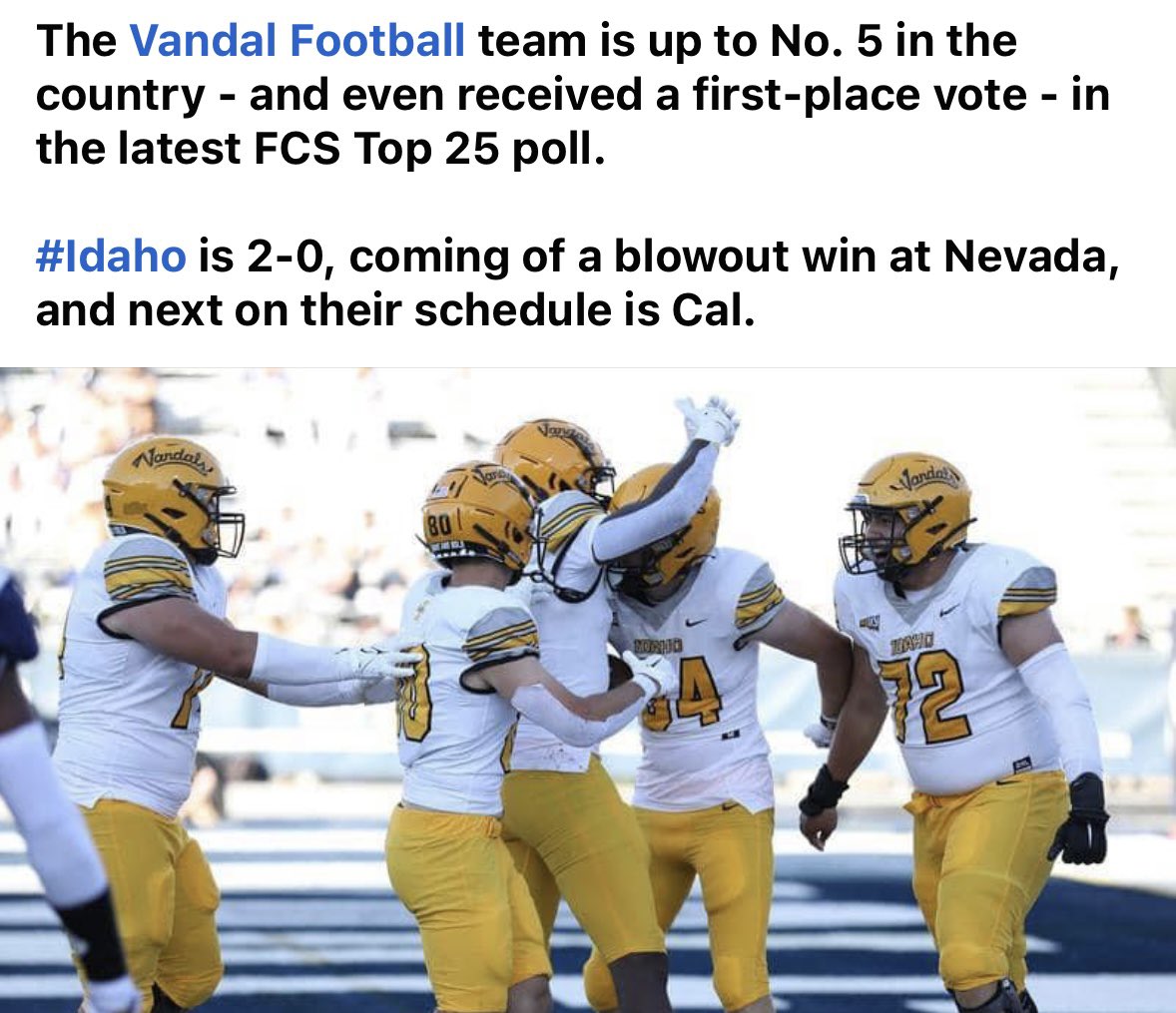 Wouldn’t it be nice to be back in the 1-AA to be able to complete for a Championship. Nevada Wolf pack has no chance of competing where they are at.