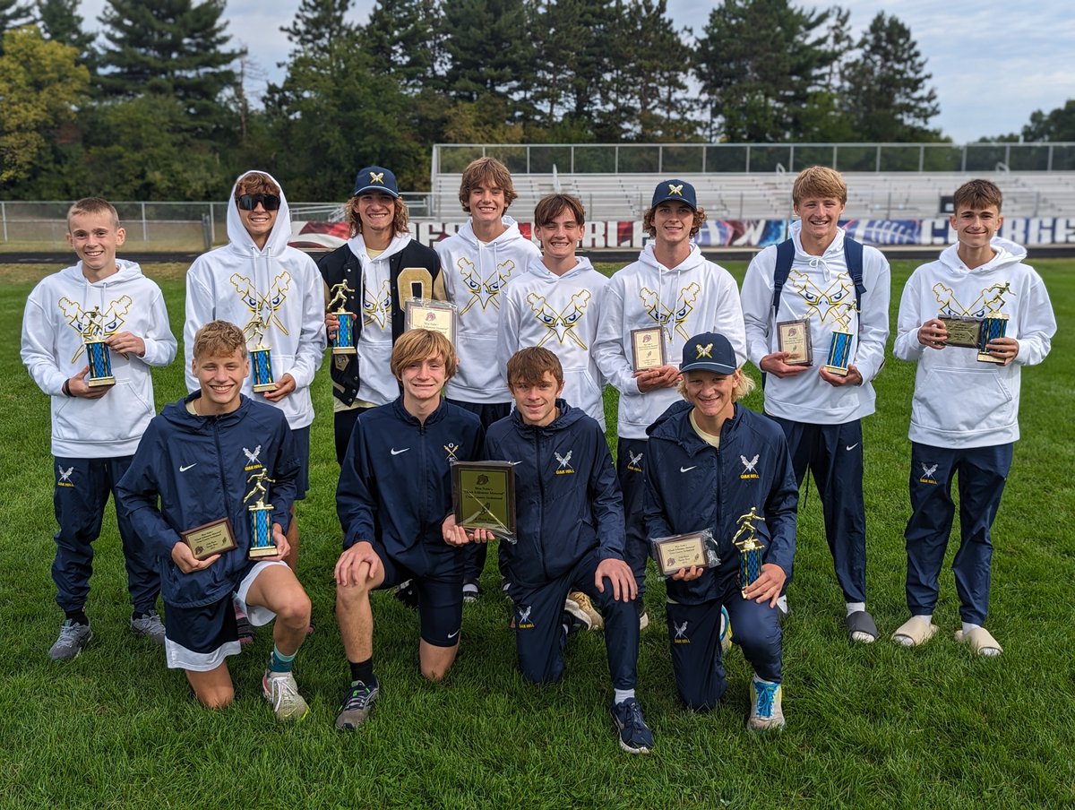 OHXC_OHTF's tweet photo. ๐จ๐ CHAMPIONS ๐๐จ
OHXC Golden Eagles ride a ๐ฅ&๐ฅ from seniors Owen Jackson & Trenton Sweet plus 5 Top 35 Medalists to hold off Top 25 Ranked Homestead to win the 33 team West Noble Invitational! Jackson ๐ฅindividually for the second straight year.
#BeUncommon
#HowCloseRU https://t.co/ya47cdJqp5