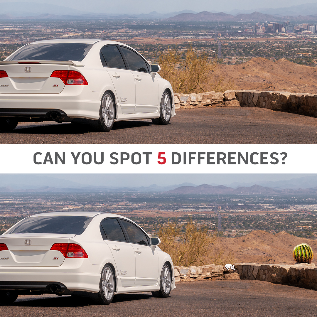 DiscountTire's tweet image. How fast can YOU play detective and find the 5 differences? 🔍🧐

Some might just stick out more than others! 👀🌵

#SpotTheDifference #FindTheDifference #DifferenceChallenge #CanYouSpotTheDifference #VisualChallenge #BrainTeaser #PhotoHunt