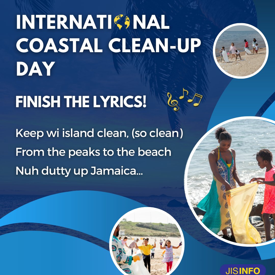 JISNews's tweet photo. Let's welcome #InternationalCoastalCleanupDay! 🌎🏖️ ♻️
How are you celebrating? 🤔 🥳
Start by telling us the rest of this classic jingle! 🎶
@megjc_jm @nuhduttyupja @nepajamaica
#beachcleanup #environment #recycling #nuhduttyupjamaica #keepwiislandclean https://t.co/94H18mOr21