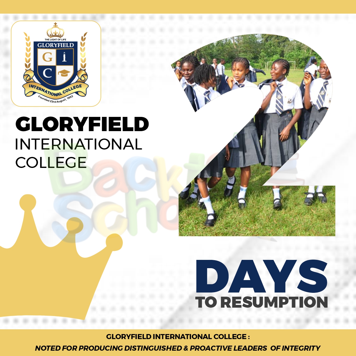 No more 5,4,3 days to Go. it is no more close but closer. 2 days to resumption.
#school resumption #college #education #lagos #Nigerian