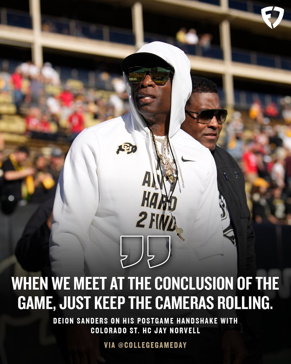 FanDuel's tweet photo. Coach Prime can't wait to see Jay Norvell after the game 😅 https://t.co/q7gRgNuHqG