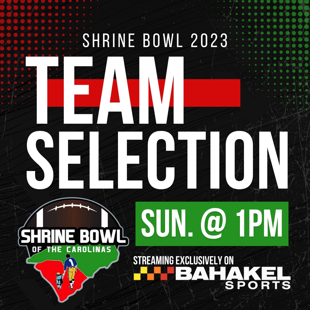 ShrineBowlNCSC's tweet photo. Don't forget, the Player/Team Selection show will be live tomorrow at 1 p.m.!
Watch it at https://t.co/Xlc7jL1hPP. #ShrineBowlOfTheCarolinas #ShrineBowl #NC #SC #BahakelSports #playerselection #teamselection https://t.co/f6m9rN0Pfm