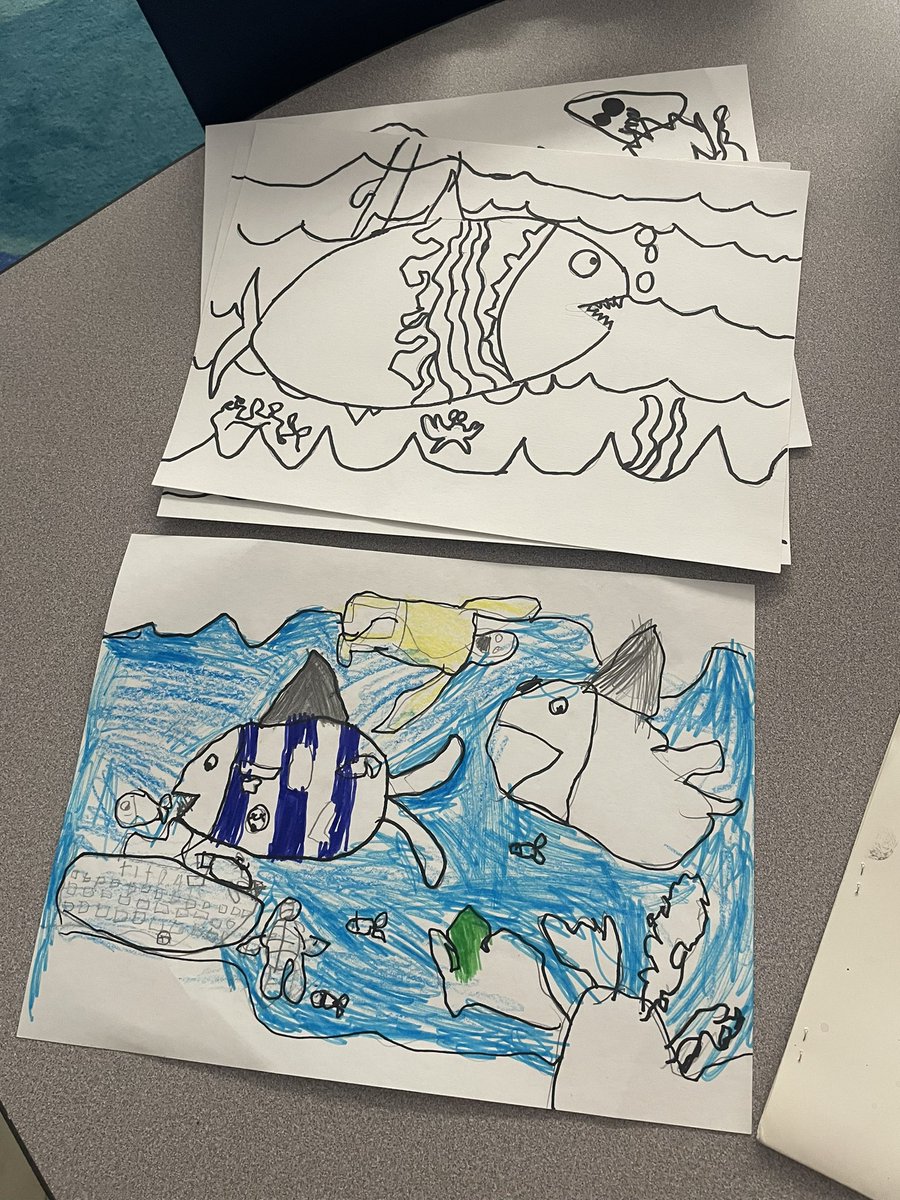 KSmith_ArtEd's tweet photo. Second grade line fish coming along! 🐠 @jenquattrucci @GreystoneEsRI https://t.co/egZJ3ZEpBQ