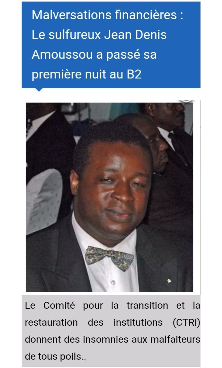 GabonElection23's tweet photo. #Gabon 
l'inébranlable  alter-ego de Maixent Accrombessi, jadis membre influent de la sulfureuse "légion étrangère" et par ailleurs ancien conseiller à la présidence de la République Jean Denis Amoussou a été placé en détention préventive au B2.

Source: Gabon clic. https://t.co/MhimuFiGSN