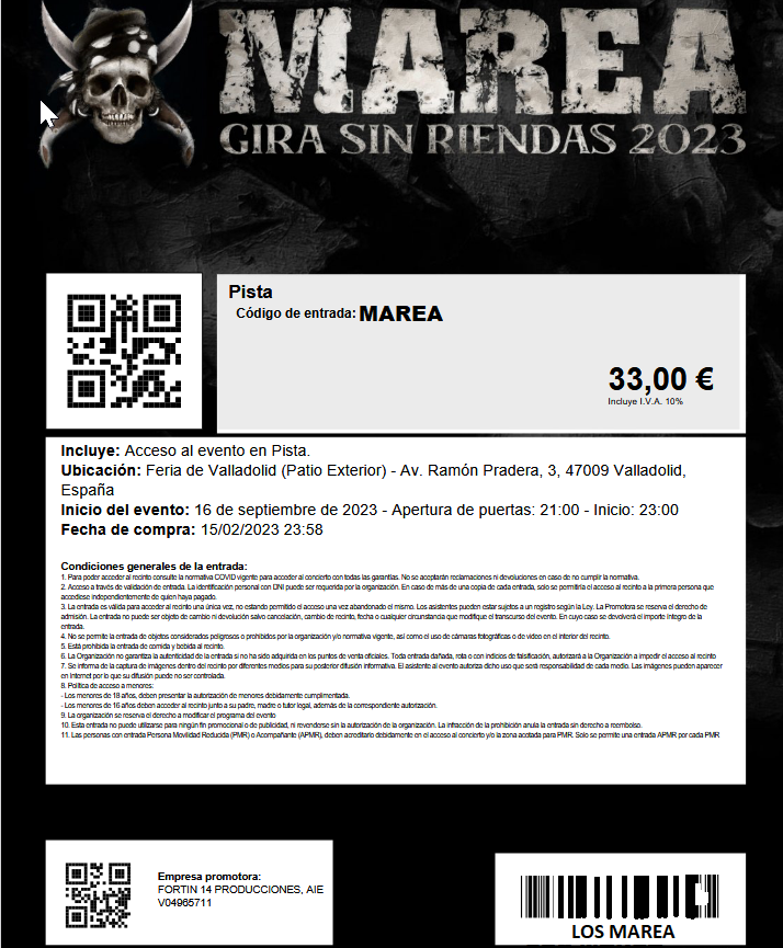 Dentro de un rato nos vemos!!!!! Que el cielo no llore mucho!!!!@losmareaoficial