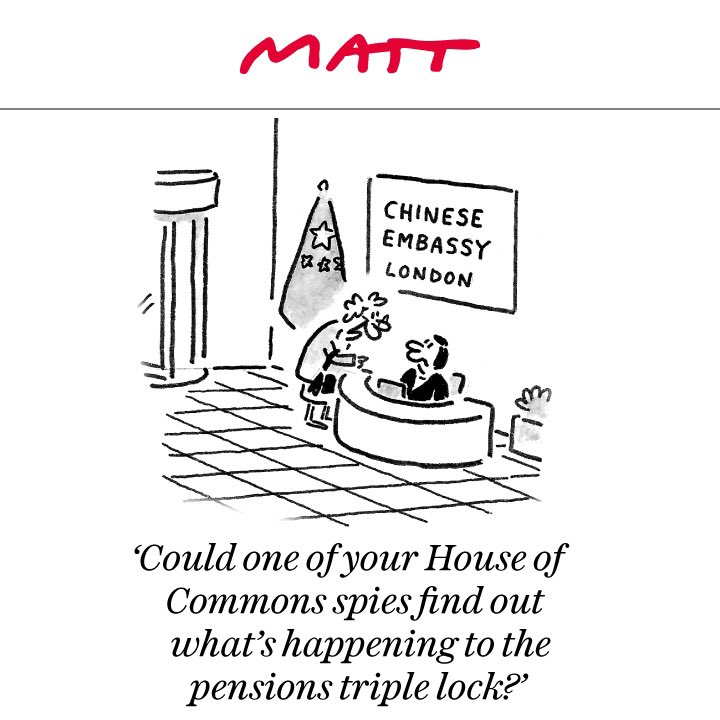 Matt on #ChineseSpying #TripleLock - political cartoon gallery in London original-political-cartoon.com