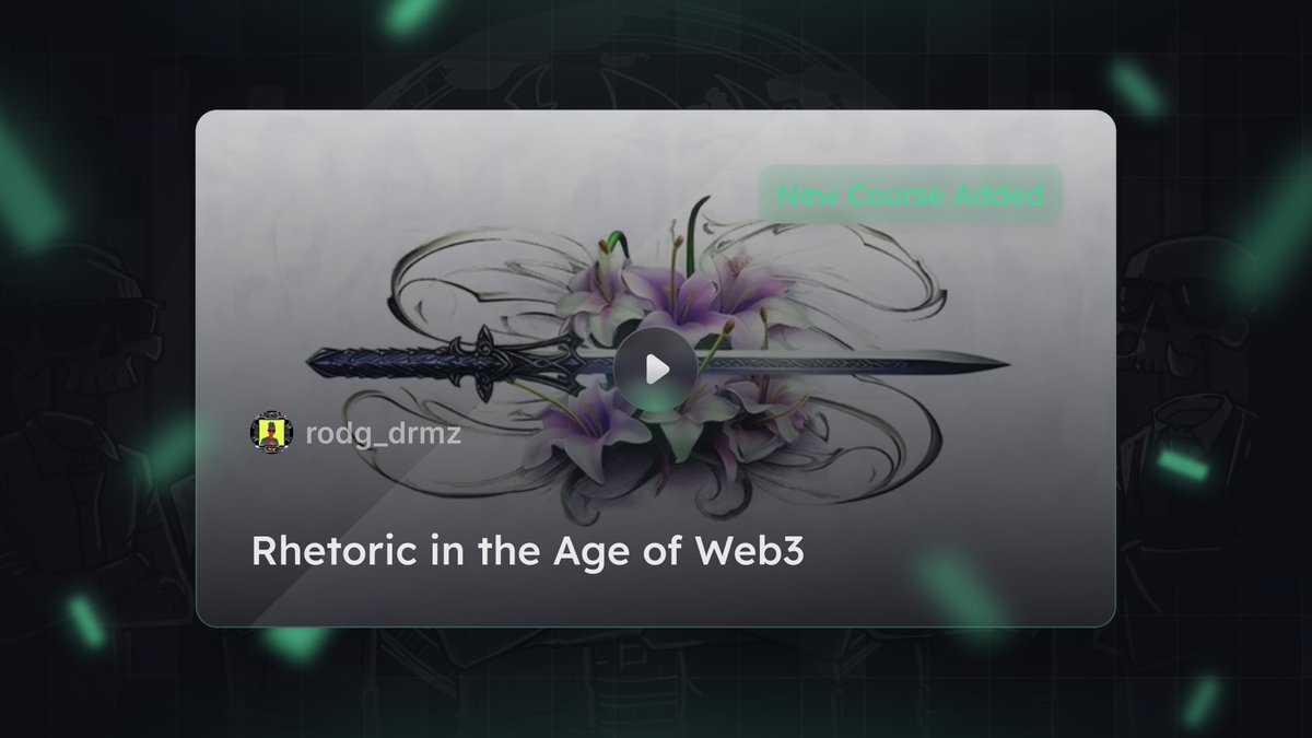 NEW COURSE ADDED 📚

Rhetoric in the Age of Web3, By @rodg_drmz!

☑️ Follow @worked_dev, @rodg_drmz 
☑️ Like and Repost
☑️ Tag 3 friends

WINNER ANNOUNCED IN 24 HOURS ⏰