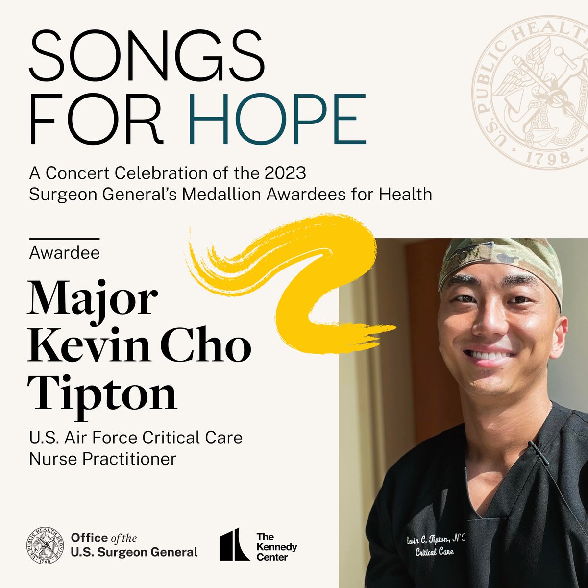Surgeon_General's tweet photo. Major Kevin Cho Tipton (@KevinChoFL) is a U.S. Air Force Critical Care Nurse Practitioner who served in South Florida’s public hospitals during the pandemic. He saw the impact #COVID19 had on his community firsthand as the death toll in their ICUs reached into the hundreds. 1/3 https://t.co/r8Kx45K9EJ