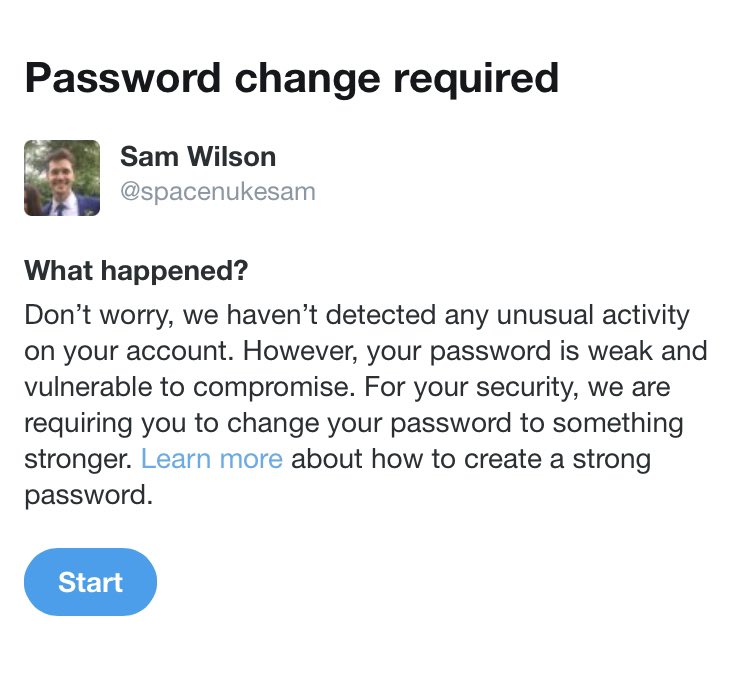 AmuntPodcast's tweet photo. @X @Support I (@spacenukesam) tried to log into my account from a browser and X responded that my password is weak and that I need to change my password. However, it will not let me in the account to change my password, nor will it send me a link to change my password. Plz help! https://t.co/gOvJXC3s73