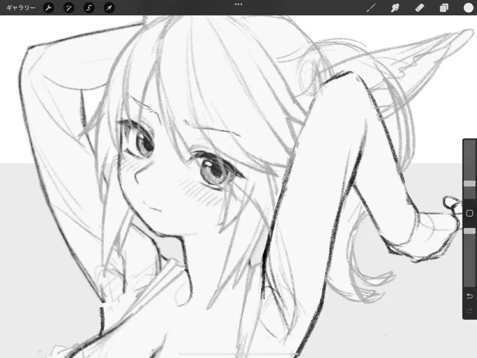 依頼のけもみみ描いてる 