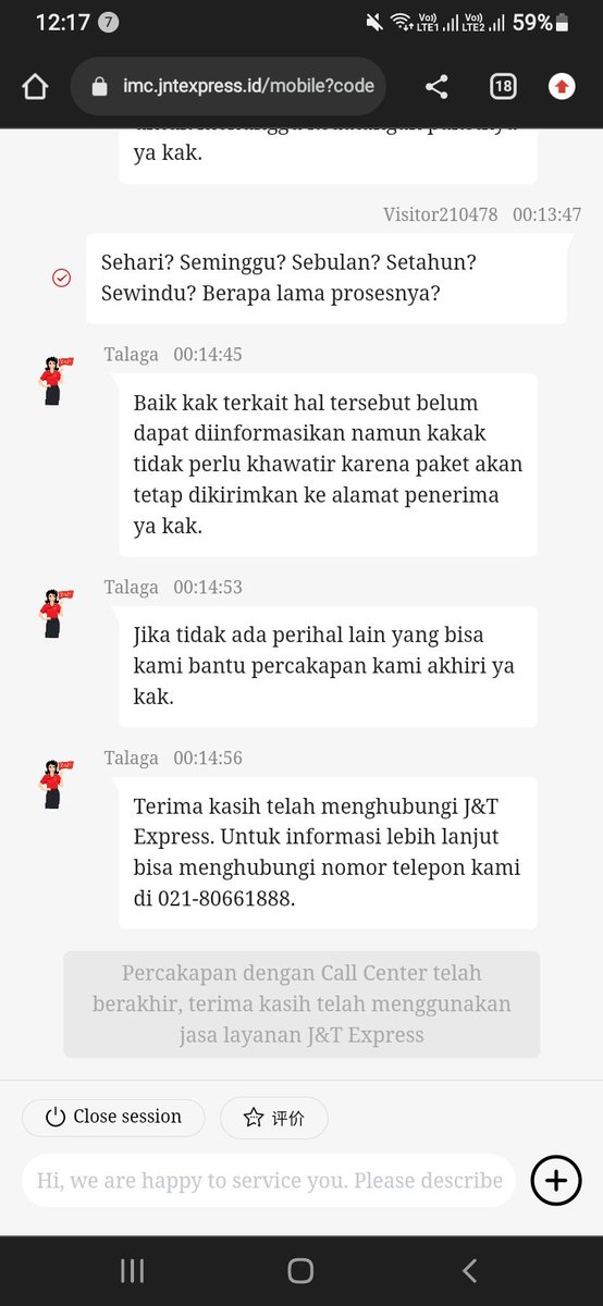 Dear <a href="/jntexpressid/">J&T Express Indonesia</a> , gua ga puas sama kinerja admin live agent lo👎🏼👎🏼👎🏼 belum selesai complaint udah di end sessions, dan hari ini gua muak sama jawaban template admin-admin lo, GA MEMBANTU SAMA SEKALI!
