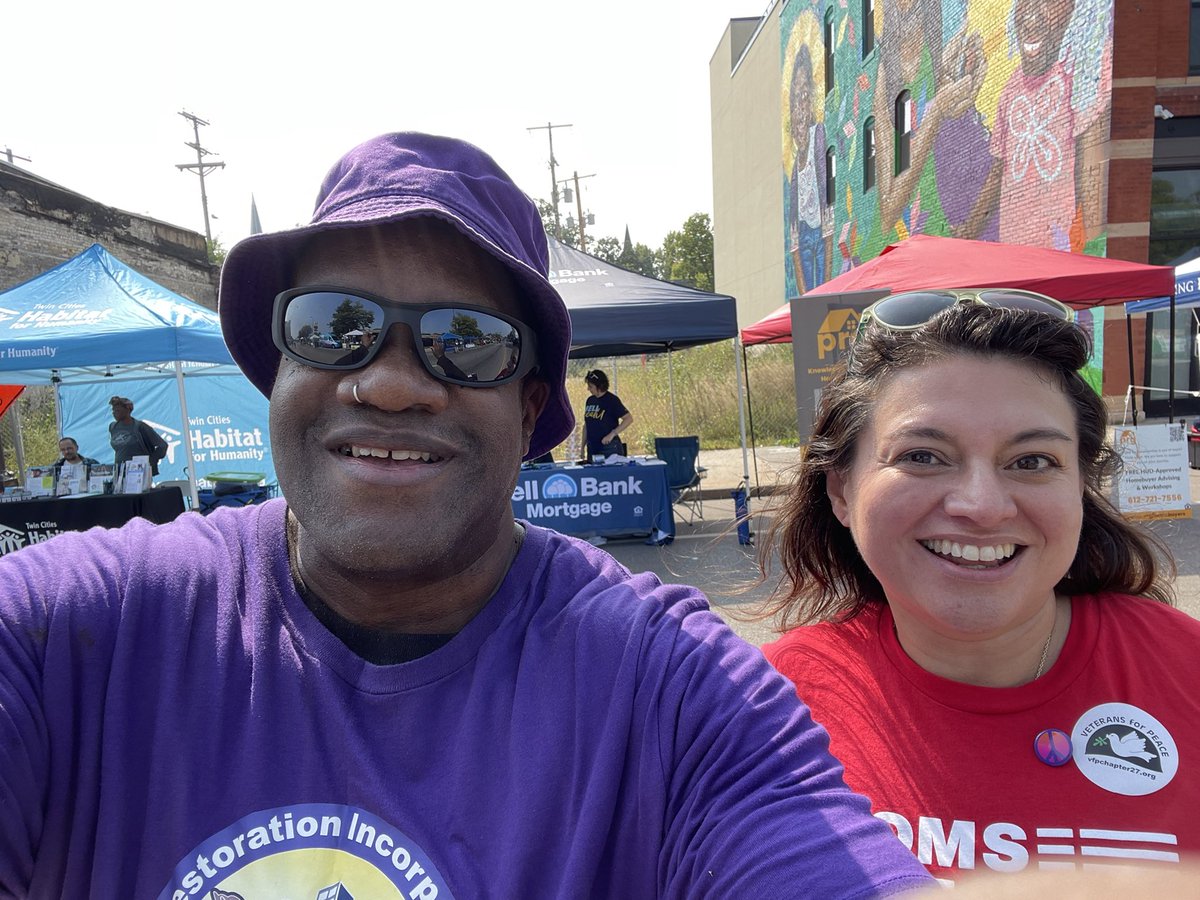 miche2u's tweet photo. Enjoying the beautiful day at @OpenStreetsMPLS with my friend Izreal Muhammad from Restoration Incorporated. @MomsDemand https://t.co/o1rg0MpYkw