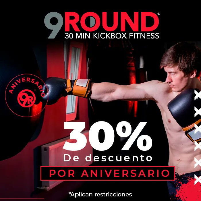 9RoundTec's tweet photo. 🎉 ¡Celebremos nuestro aniversario con un 30% de descuento en 9Round! 🎂 Es el momento perfecto para unirte a nuestra comunidad y alcanzar tus metas de fitness. ¡No dejes pasar esta oferta especial! 💪🥊 
#9Round #9RoundTecnologico #Aniversario9Round #Descuento #Fitness https://t.co/OJfPBiTfix