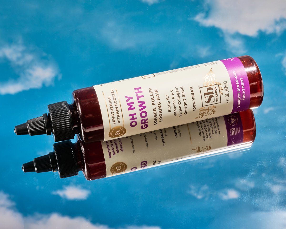 SoapboxCare's tweet image. Take your hair wash routine to new heights; and lengths! Adding our Oh My Growth treatment to your conditioner encourages longer, stronger hair! #soapbox #mysoapbox #hairgrowth #haircaretips